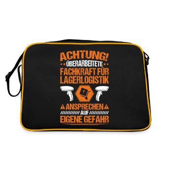 Fachkraft für Lagerlogistik Warehouse Worker Lager - Retro Tasche - Schwarz/Gold - Hinten