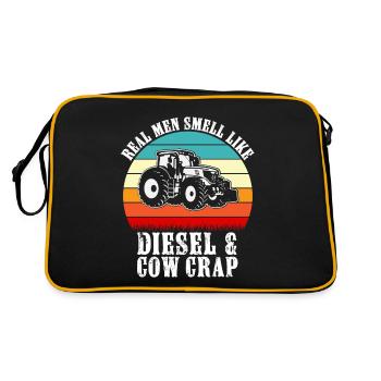 Real men smell like diesel and cow crap, funny - Retro Bag - black/gold - Back