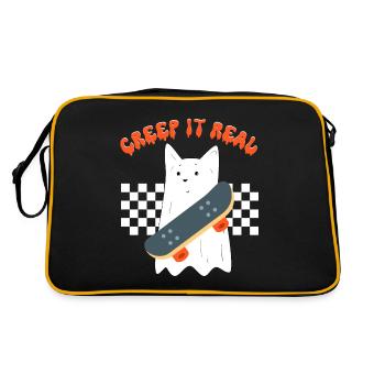 Creep it real, funny ghost cat, halloween costume - Retro Bag - black/gold - Back