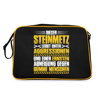Steinmetz Steinbildhauer Stonemason Stone Mason - Retro Tasche - Schwarz/Gold - Hinten