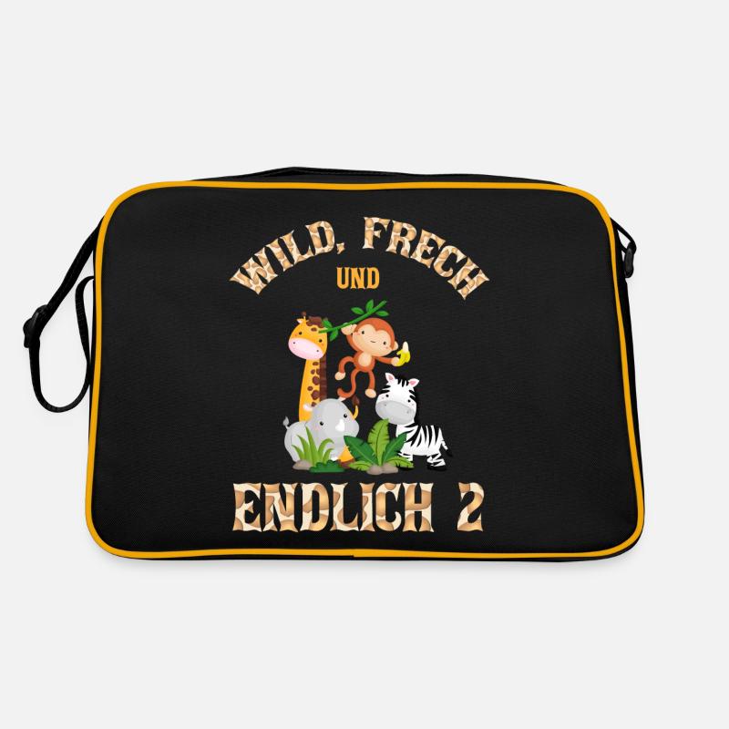 Wild Frech und Endlich 2 Jahre, 2. Geburtstag Retro Tasche
