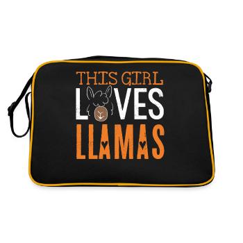 This girl loves llamas, llama, llamas - Retro Bag - black/gold - Back