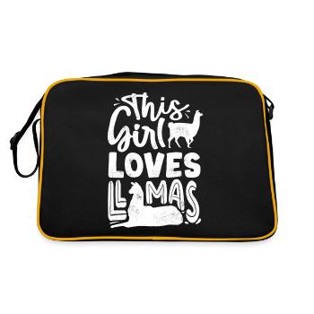 This girl loves llamas, llama, llamas - Retro Bag - black/gold - Back