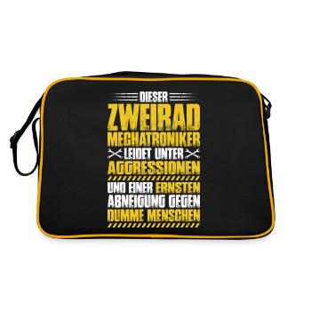 Zweiradmechatroniker Motorrad Motorcycle Mechanic - Retro Tasche - Schwarz/Gold - Hinten