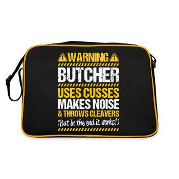 Fleischer Metzger Fleischerei Metzgerei Butcher - Retro Tasche - Schwarz/Gold - Hinten