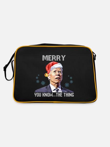 Merry You Know The Thing, Christmas Biden 2022, - Retro Bag - black/gold - Back