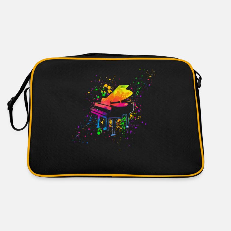 Piano, Pianist - Retro Tasche - Schwarz/Gold
