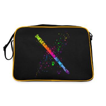 Flute, Playing the flute, - Retro Bag - black/gold - Back