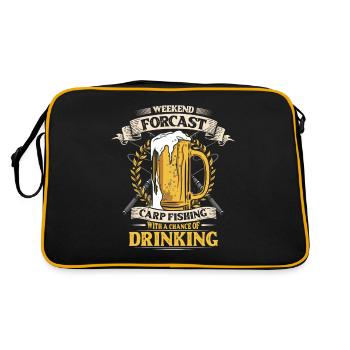 Karpfen Angeln Und Trinken. - Retro Tasche - Schwarz/Gold - Hinten