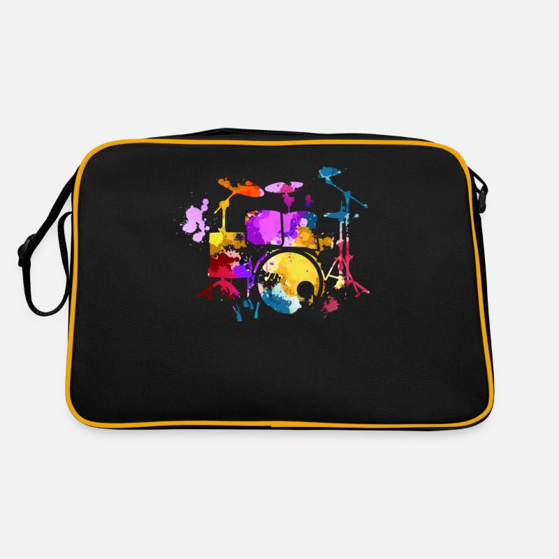 Schlagzeug, Schlagzeuger - Retro Tasche - Schwarz/Gold