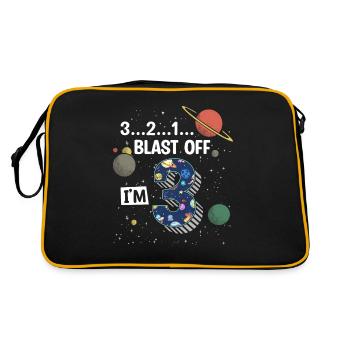 Blast Off Ich Bin 3 Jahre Alt, 3. Geburtstag - Retro Tasche - Schwarz/Gold - Hinten