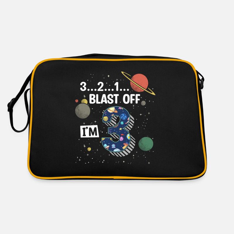 Blast Off I am 3 years old, 3rd birthday Retro Bag