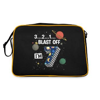 Blast Off Ich Bin 7 Jahre Alt, 7. Geburtstag - Retro Tasche - Schwarz/Gold - Hinten