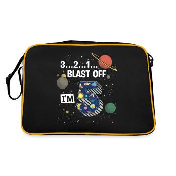 Blast Off Ich Bin 5 Jahre Alt, 5. Geburtstag - Retro Tasche - Schwarz/Gold - Hinten