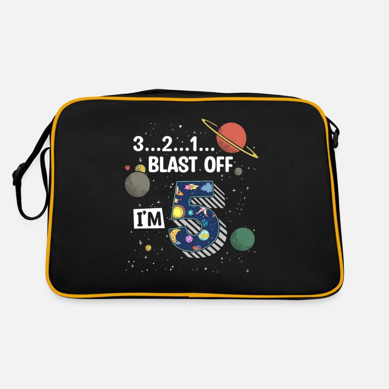 Blast Off I am 5 years old, 5th birthday Retro Bag