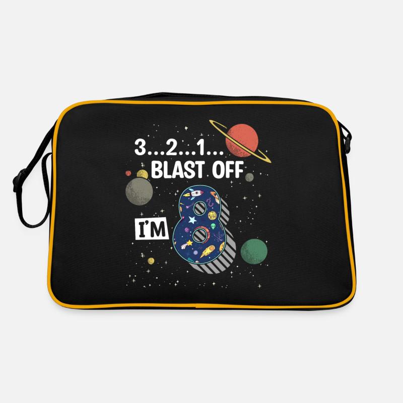 Blast Off I am 8 years old, 8th birthday Retro Bag