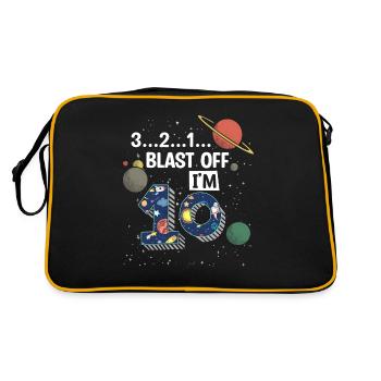 Blast Off Ich Bin 10 Jahre Alt, 10. Geburtstag - Retro Tasche - Schwarz/Gold - Hinten