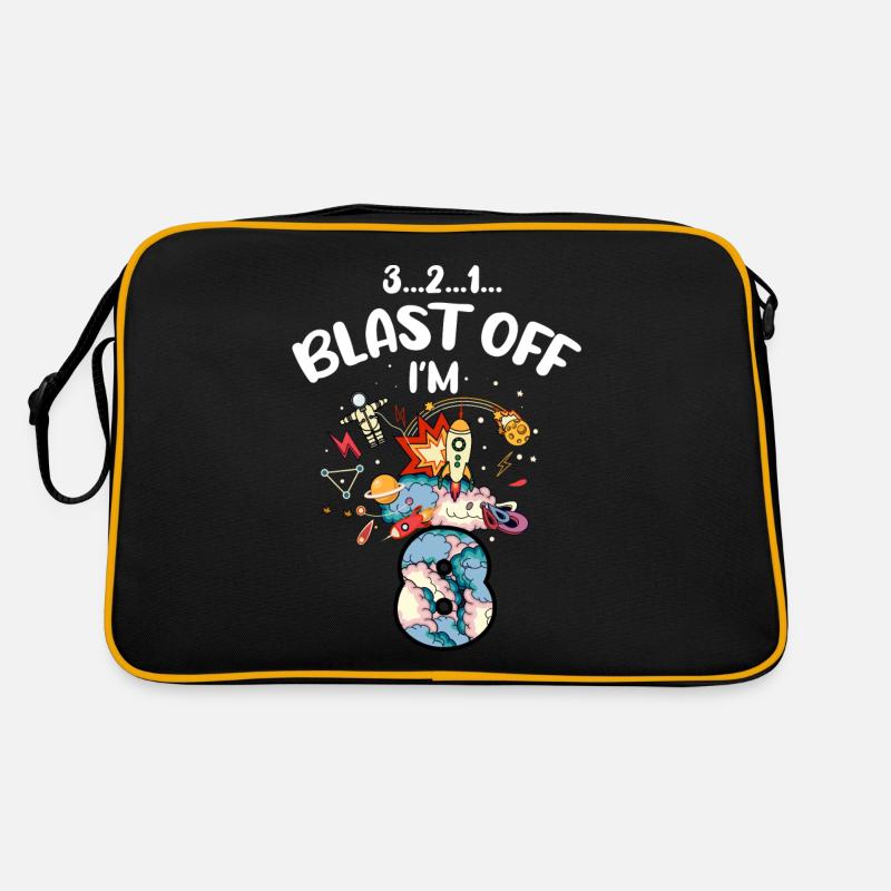 Blast Off I am 8 years old, 8th birthday Retro Bag