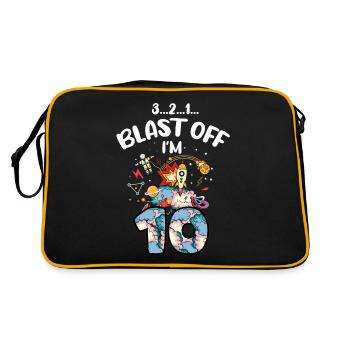 Blast Off Ich Bin 10 Jahre Alt, 10. Geburtstag - Retro Tasche - Schwarz/Gold - Hinten