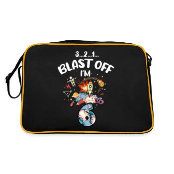 Blast Off Ich Bin 6 Jahre Alt, 6. Geburtstag - Retro Tasche - Schwarz/Gold - Hinten