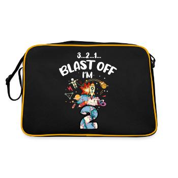 Blast Off Ich Bin2 Jahre Alt, 2. Geburtstag - Retro Tasche - Schwarz/Gold - Hinten