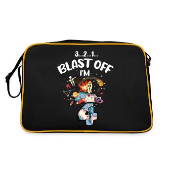 Blast Off Ich Bin 4 Jahre Alt, 4. Geburtstag - Retro Tasche - Schwarz/Gold - Hinten