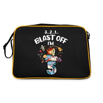 Blast Off Ich Bin 5 Jahre Alt, 5. Geburtstag - Retro Tasche - Schwarz/Gold - Hinten