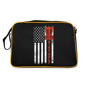 Disc golf, disc golf drapeau américain - Sac Retro - noir/or - Dos