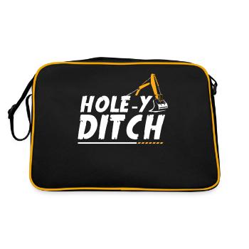Baggerfahrer, Grabe Sachen Aus - Retro Tasche - Schwarz/Gold - Hinten