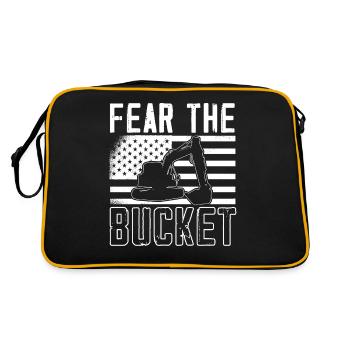 Baggerfahrer, Grabe Sachen Aus - Retro Tasche - Schwarz/Gold - Hinten