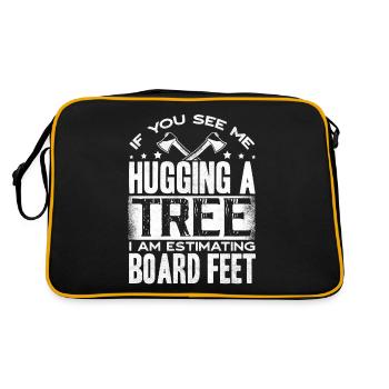 Tree hugging, woodworking, woodworkers - Retro Bag - black/gold - Back