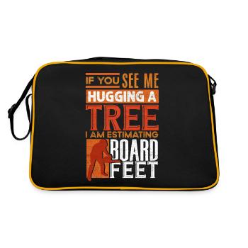 Tree hugging, woodworking, woodworkers - Retro Bag - black/gold - Back