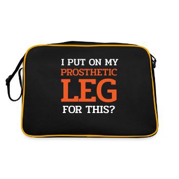 Beinprothese, Prothese, Amputierter, Amputation - Retro Tasche - Schwarz/Gold - Hinten
