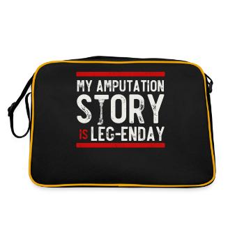 Beinprothese, Prothese, Amputierter, Amputation - Retro Tasche - Schwarz/Gold - Hinten