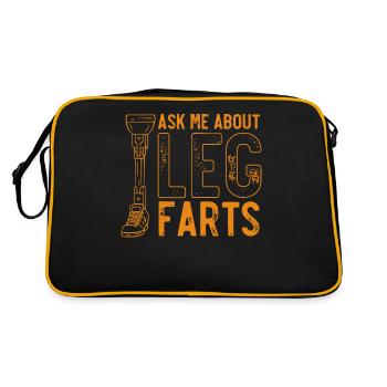 Beinprothese, Prothese, Amputierter, Amputation - Retro Tasche - Schwarz/Gold - Hinten