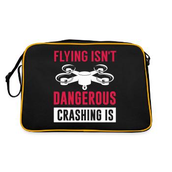 Drohnenpilot, Luftdrohne, Multicopter, - Retro Tasche - Schwarz/Gold - Hinten