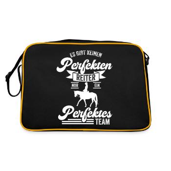 Pferdenarr, Pferd, Pferdesport - Retro Tasche - Schwarz/Gold - Hinten