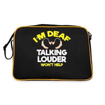 Gehörloser Stolz, Gehör, Behinderte, Taubheit - Retro Tasche - Schwarz/Gold - Hinten