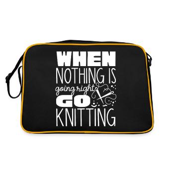 Knitting, crocheting, sewing, yarn, crochet, knitter - Retro Bag - black/gold - Back