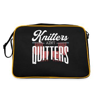 Knitting, Crochet, Sewing, Yarn, Crochet, Knitter - Retro Bag - black/gold - Back