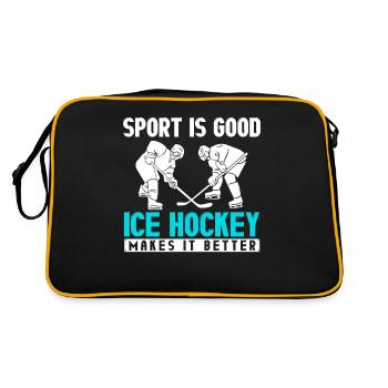 Joueur de hockey CE, bâton de hockey sur glace, hockey sur glace - Sac Retro - noir/or - Dos