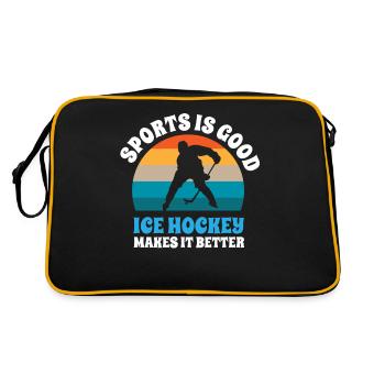 Joueur de hockey CE, bâton de hockey sur glace, hockey sur glace - Sac Retro - noir/or - Dos