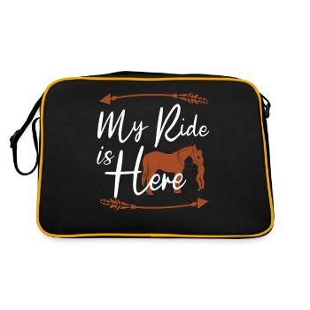 Rodéo, Équitation western, Amoureux des chevaux - Sac Retro - noir/or - Dos