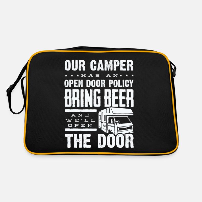 Wohnmobil, Wohnmobil, Wohnmobilcamping - Retro Tasche - Schwarz/Gold