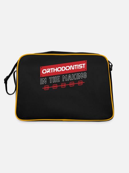 Kieferorthopäden, Zahnarzt, Zahnärztlicher Dienst - Retro Tasche - Schwarz/Gold - Hinten