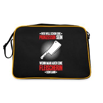 Fleischer Metzger Fleischerei Metzgerei Butcher - Retro Tasche - Schwarz/Gold - Hinten
