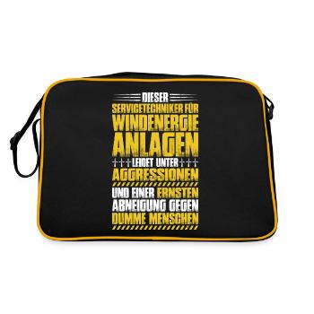 Servicetechniker Windenergieanlagen Windenergie - Retro Tasche - Schwarz/Gold - Hinten