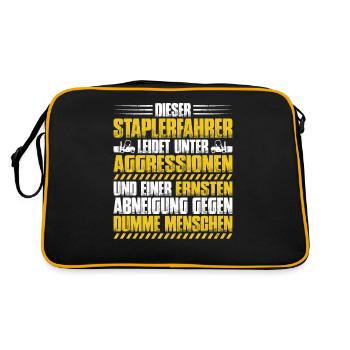 Staplerfahrer Gabelstaplerfahrer Forklift Operator - Retro Tasche - Schwarz/Gold - Hinten