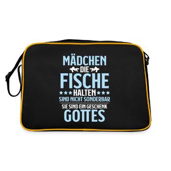 Aquaristik Aquarianer Aquarium Fische Aquarist - Retro Tasche - Schwarz/Gold - Hinten