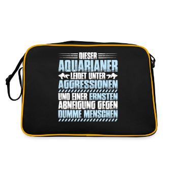 Aquaristik Aquarianer Aquarium Fische Aquarist - Retro Tasche - Schwarz/Gold - Hinten